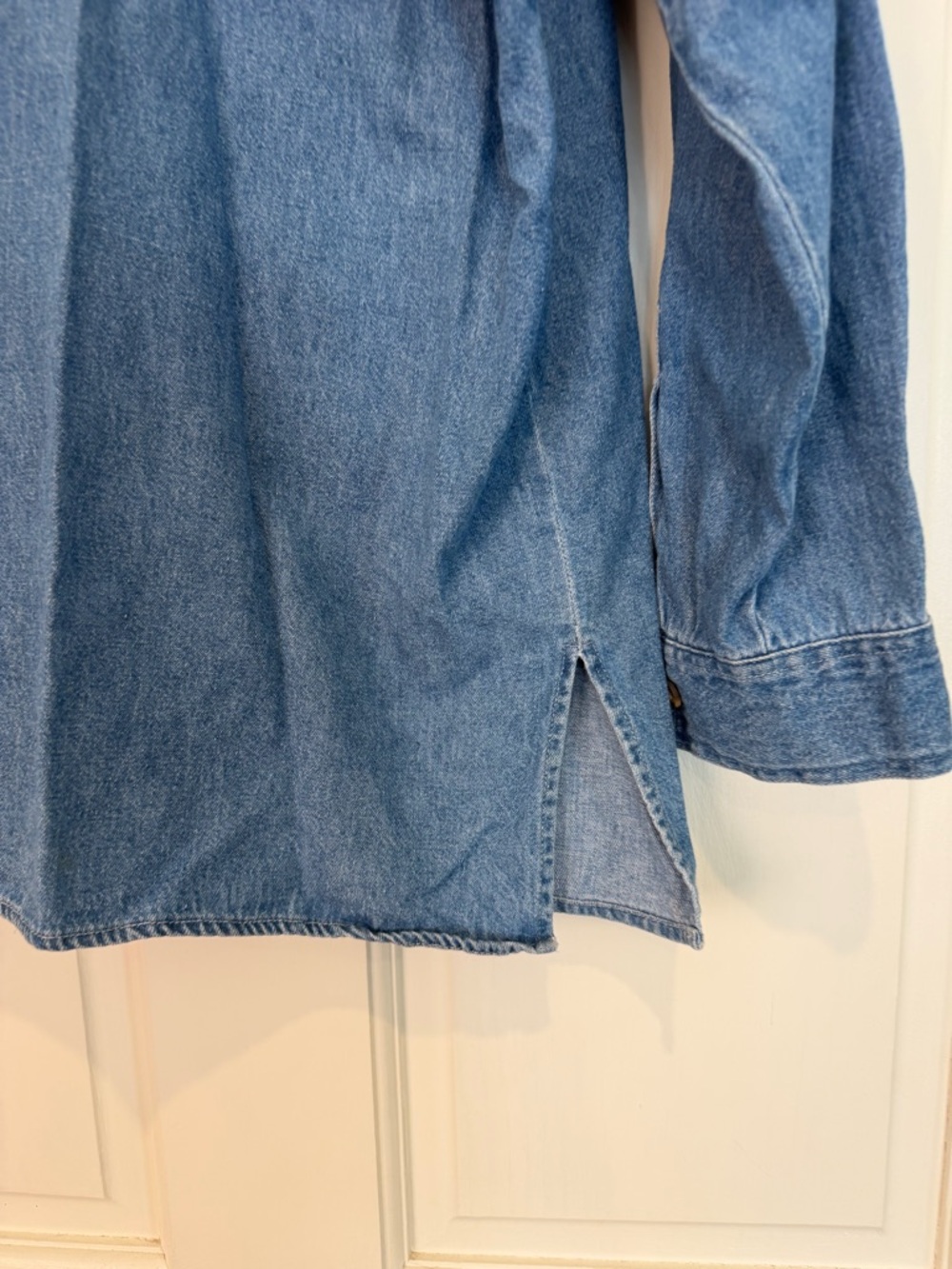 Vintage J. Jill Blue Denim Collarless Shirt - Picture 2 of 10